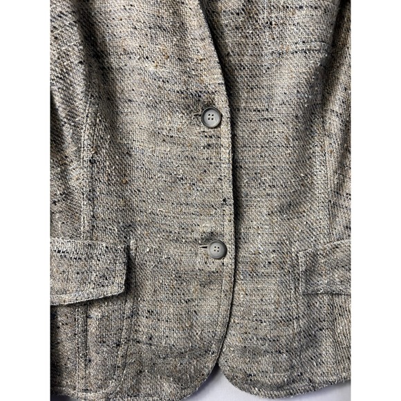 Akris Blazer Fitted Hemp Silk Wool Blend Tweed Blazer Oatmeal M/L Workwear - Picture 3 of 13